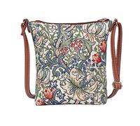 Signare Tapiz mochila bandolera mujer mochila pequeña con diseño vintage (Lirio dorado)