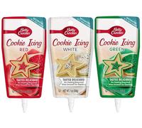 Signature Brands Betty Crocker glaseado de galletas para decoración de Navidad, paquete de 3, rojo, verde y blanco