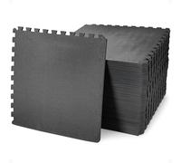 Signature Fitness 1/2” Thick, 144 Square Feet BalanceFrom Tapete Rompecabezas con Azulejos entrelazados de Espuma EVA para Ejercicio, MMA, Suelo Protector de Gimnasio en casa, Unisex, Negro