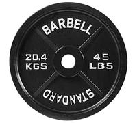 Signature Fitness BalanceFrom - Placa de hierro fundido para entrenamiento de fuerza y levantamiento de pesas, tamaño olímpico, centro de 2 pulgadas, 45 libras individual