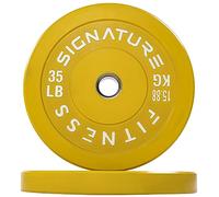 Signature Fitness Discos de peso olímpicos de 2 pulgadas con cubo de acero, 35 libras, par