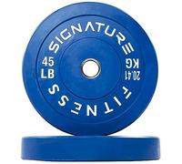 Signature Fitness Discos de peso olímpicos de 2 pulgadas con cubo de acero, 45 libras, par