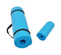 Signature Fitness Esterilla de yoga multiusos de 1/2 pulgada extra gruesa de alta densidad antidesgarros y rodillera con correa de transporte, azul
