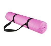 Signature Fitness Esterilla de yoga multiusos de alta densidad antidesgarros de 1/4 pulgadas con correa de transporte, rosa