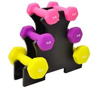 Signature Fitness Juego de mancuernas con revestimiento de neopreno de 20 libras con soporte, 2, 3, 5 libras