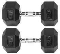 Signature Fitness Mancuerna hexagonal recubierta de goma de alta calidad, par de 35 libras