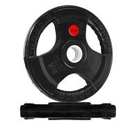 Signature Fitness Olympic - Placa de hierro fundido de 5 cm para entrenamiento de fuerza y levantamiento de pesas, estilo de revestimiento de goma, par de 35 libras