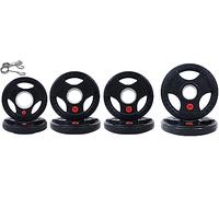 Signature Fitness Olympic - Placa de hierro fundido de 5 cm para entrenamiento de fuerza y levantamiento de pesas, estilo de revestimiento de goma, juego de 45 libras