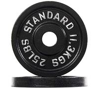 Signature Fitness Olympic - Placa de hierro fundido de 5 cm para entrenamiento de fuerza y levantamiento de pesas, estilo vintage, par de 25 libras