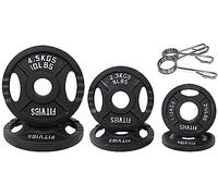 Signature Fitness Olympic - Placa de peso de hierro fundido de 5 cm para entrenamiento de fuerza y levantamiento de pesas, estilo de dos agujeros, juego de 35 libras