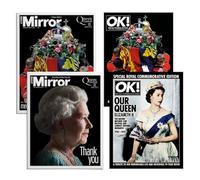 Signature gifts - Ediciones conmemorativas de la reina Isabel II en caja - Ediciones especiales de periódicos famosos agrupadas en honor a la reina Isabel la segunda - Daily Mirror & OK! Magazine