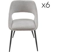 Signature Lote de 6 sillas de tela color topo con base de metal - A77 cm