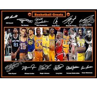 SIGNED BY THE STARS Impresión artística de alta calidad "Grandes del Baloncesto de Todos los Tiempos", con autógrafo de Kobe Bryant, Michael Jordan, etc. (Impresión A4, 21 x 29,7 cm)