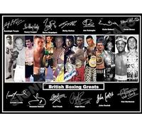 SIGNED BY THE STARS Impresión firmada y autografiada de All Time British Boxing Greats. Boxing Frank Bruno, Nigel Benn, etc. (A4, 29,7 x 21 cm)