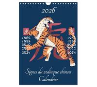 Signes du zodiaque chinois (Calendrier mural 2026 DIN A4 horizontal), CALVENDO calendrier mensuel: Les 12 horoscopes chinois !