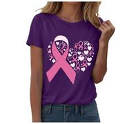 Significado Statement - Camiseta para mujer, cómoda, impresión gráfica, cuello redondo, manga corta, diseño de lazo, camiseta de caridad, verano, para recaudación de fondos, Estilo-o07 púrpura, S