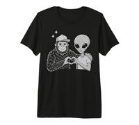 Signo de Amor Entre Bigfoot y Alien Sasquatch, Bigfoot Alien Heart Camiseta Premium