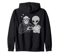 Signo de Amor Entre Bigfoot y Alien Sasquatch, Bigfoot Alien Heart Sudadera con Capucha