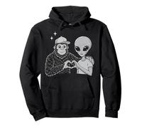 Signo de Amor Entre Bigfoot y Alien Sasquatch, Bigfoot Alien Heart Sudadera con Capucha