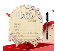 Signo de Announcement Sign - Wooden Birth Name Sign With Pen | Photo Prop Keepsake | Chalkboard Style Welcome Śign for Home Hospital Nursery Birthday Party Thanksgiving Christmas Girls Family Friends
