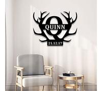 Signo de apellido de familia de metal personalizado, letra dividida inicial de madera, nombres cortados con láser, año estimado, fecha de establecimiento, monograma personalizado, decoración del hogar