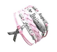 Signo de conciencia sobre el cáncer de mama Infinity Hope Faith Conexión Encanto Pulsera multicapa elegante y popularDurabilidad y estética