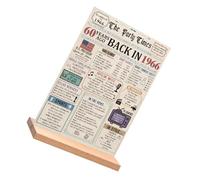 Signo de cumpleaños de mesa, base de madera acrílica transparente, B