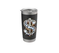 Signo de dólar dorado Diam0nds moneda de lujo dinero Vaso térmico de acero inoxidable de doble pared