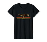 Signo de horóscopo de astrología de Tauro Minimalista a Rayas de Lujo Camiseta gráfica económica, Mujer, Negro, XS