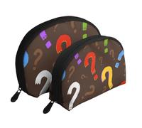 Signo de interrogación Colorido, Bolsa de Maquillaje de Concha, Monedero pequeño para Mujer, Bolsa de artículos de tocador, Bolsa de cosméticos, 2 Piezas