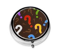 Signo de interrogación colorido, Pastillero, Pastillero redondo Pequeño contenedor de pastillas Organizador de pastillas de viaje