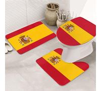 Signo De La Bandera De España Juego De 3 Alfombras De Baño Antideslizante Inodoro Cubierta De Tapa Absorbente Alfombra De Contorno para Interior Inodoro Casa