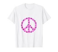 Signo de la Paz con Huella de Pata Rosa Camiseta gráfica económica, Hombre, Blanco, M