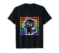 Signo de la Paz de Mapache Kawaii con Puntos arcoíris Lindo Animal Camiseta