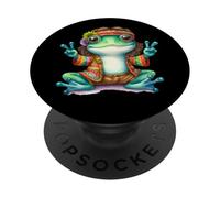 Signo de la Paz de Rana Hippie Colorido Estilo años 70 PopSockets PopGrip Adhesivo