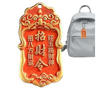 Signo de la puerta del año - Brass, tamaño compacto con símbolo colgante hecho a mano | Red-Painted And Decorative Chinese Door Hanger, Fortune And Good Luck Ornament For Indoor, Outdoor, Garden Gate