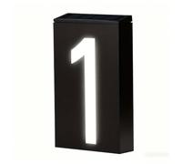 Signo de número de casa, Números de casa con luz solar para exteriores, señales de dirección LED impermeables iluminadas para casas, exteriores modernos(Number 1)