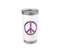 Signo de paz de guepardo leopardo rosa fresco Vaso térmico de acero inoxidable de doble pared