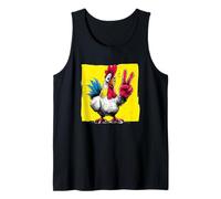 Signo de Paz de Pollo Retro Pop Granja Animal gráfico Gallo Camiseta sin Mangas