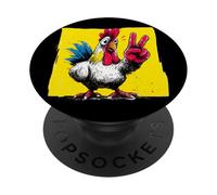 Signo de Paz de Pollo Retro Pop Granja Animal gráfico Gallo PopSockets PopGrip Adhesivo