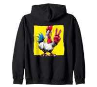 Signo de Paz de Pollo Retro Pop Granja Animal gráfico Gallo Sudadera con Capucha