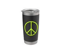 Signo de paz verde lima Vaso térmico de acero inoxidable de doble pared