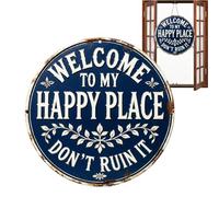 Signo de puerta de entrada, señales de casa | Round Vintage | Welcome Sign For Front Door | For Spring Summer Fall All Seasons Holiday Housewarming Indoor Outdoor Porch Window Home Farmhouse