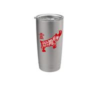 Signo del año de cabra, caligrafía del zodiaco chino, diseño de cabra Vaso térmico de acero inoxidable de doble pared