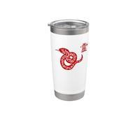 Signo del año de serpiente, caligrafía del zodiaco chino, diseño de serpiente Vaso térmico de acero inoxidable de doble pared