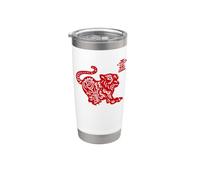 Signo del año de tigre/caligrafía china del zodiaco con diseño de tigre Vaso térmico de acero inoxidable de doble pared