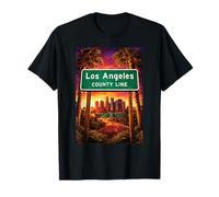 Signo del Condado de Los Ángeles 110 Freeway LA City Skyline 323 213 Camiseta