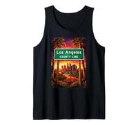 Signo del Condado de Los Ángeles 110 Freeway LA City Skyline 323 213 Camiseta sin Mangas