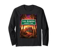 Signo del Condado de Los Ángeles 110 Freeway LA City Skyline 323 213 Manga Larga