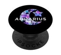 Signo del sol de la estrella de la luna de la estrella de la luna del acuario PopSockets PopGrip Adhesivo